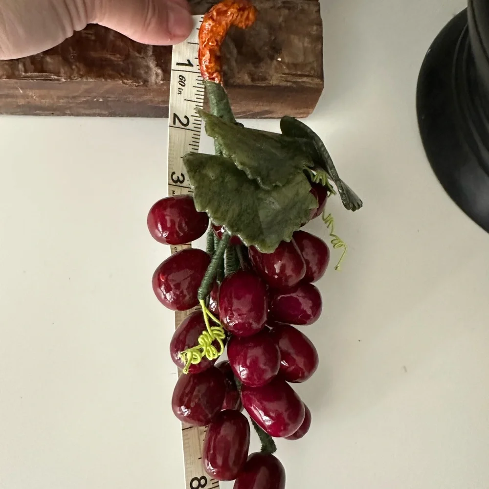 Vintage Stone Decorative Cluster of Red Grapes